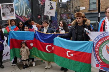 Azerbaijanis living in Britain hold protest rally in front of Amnesty International building - PHOTO