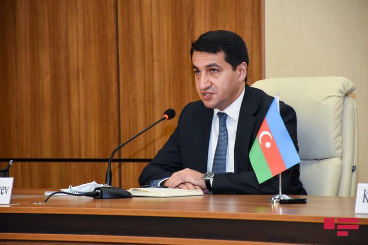  Assistant to Azerbaijani President gives a press briefing to representatives of the world
