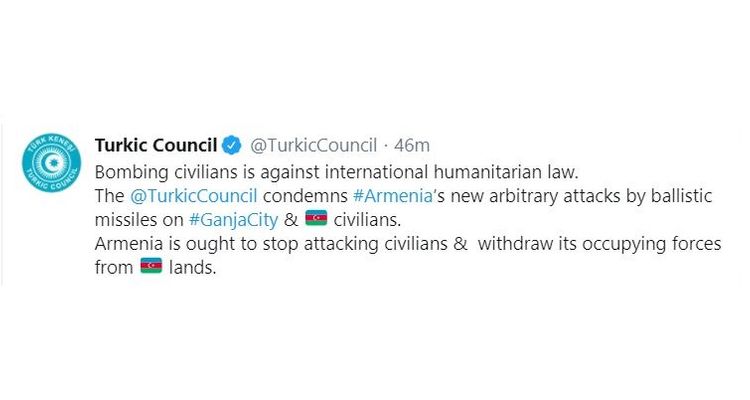 Turkic Council: Armenia is ought to stop attacking civilians and withdraw its occupying forces from Azerbaijani lands