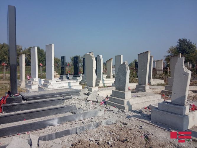 Artillery and rocket projectiles of Armenians destroy village cemeteries of Aghdam and Terter - PHOTO