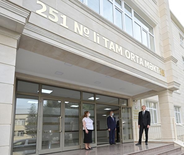 President Ilham Aliyev views renovation work carried out at school No. 251, inaugurates new block of the school - UPDATED