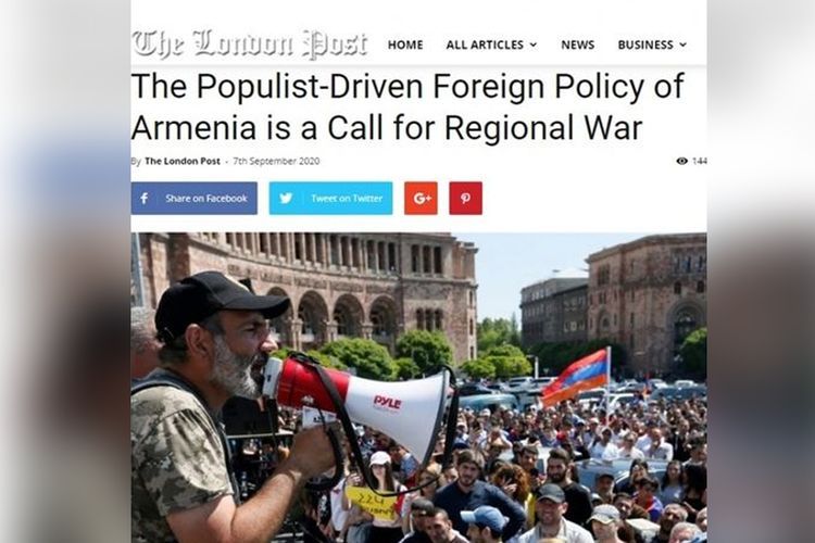 The London Post: «Популистская внешняя политика Армении - призыв к региональной войне»