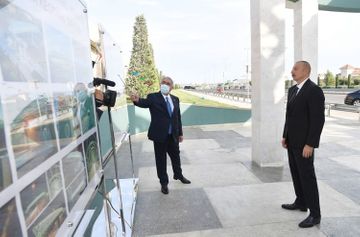Президент Ильхам Алиев принял участие в открытии надземного пешеходного перехода в Баку - ОБНОВЛЕНО