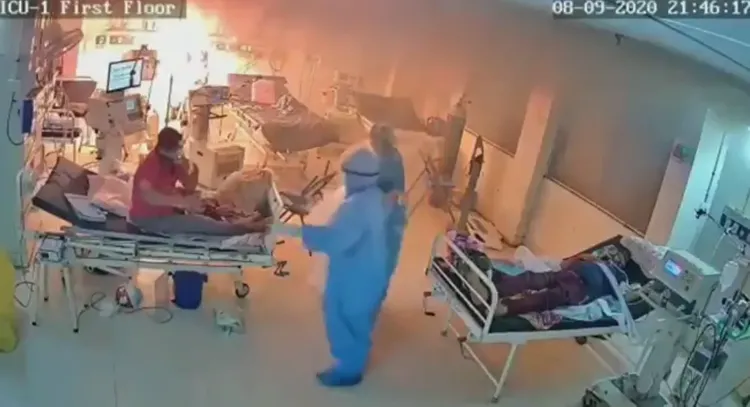 Ventilator bursts into flames in ICU of COVID-19 hospital in India - VIDEO