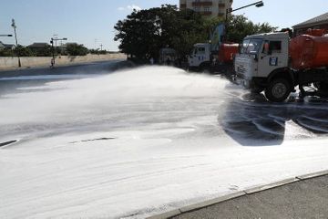 В столице проводятся очередные усиленные дезинфекционные работы