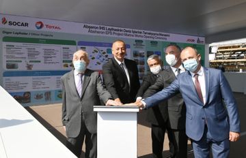 Prezident İlham Əliyev “Abşeron” yatağının dəniz əməliyyatlarının təməlqoyma mərasimində iştirak edib - YENİLƏNİB-1