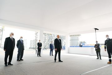 Prezident İlham Əliyev “Abşeron” yatağının dəniz əməliyyatlarının təməlqoyma mərasimində iştirak edib - YENİLƏNİB-1