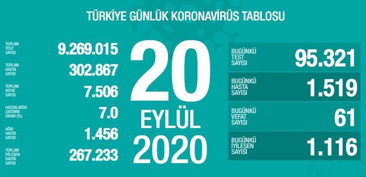 В Турции от коронавирусной инфекции скончался еще 61 житель страны