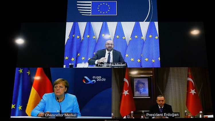 Ərdoğan, Merkel və Şarl Mişelin üçtərəfli videokonfrans formatında görüşü olub