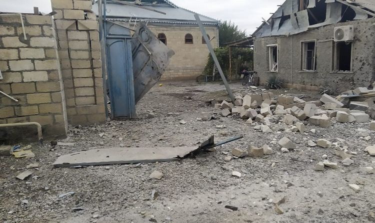 Projectile shelled by Armenians, hits houses in Aghdam