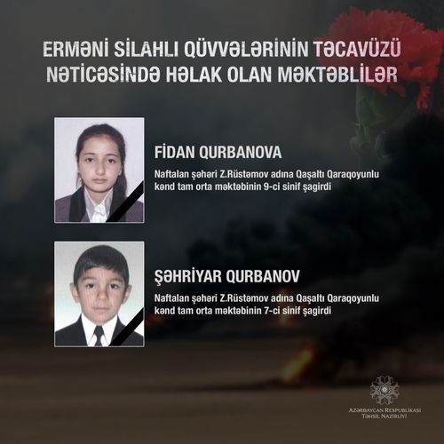 Two of those killed in the attack by the Armenian armed forces are schoolchildren