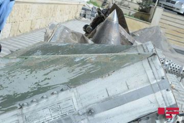  Remains of "Iskander" missiles, used by Armenia against Azerbaijan, being demonstrated