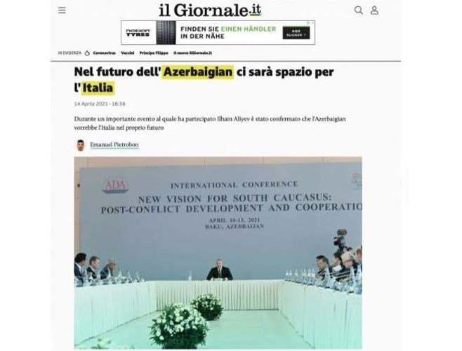 Prezident İlham Əliyevin fikirləri İtaliya mətbuatında dərc edilib