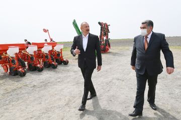 Prezident İlham Əliyev Hacıqabulda pambıq tarlasında səpin prosesini izləyib - YENİLƏNİB