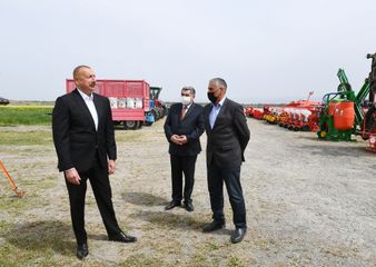 Prezident İlham Əliyev Hacıqabulda pambıq tarlasında səpin prosesini izləyib - YENİLƏNİB