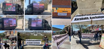 Avropanın bir neçə şəhərində Ermənistanın mina xəritələrini verməməsi ilə bağlı aksiya keçirilib - FOTO