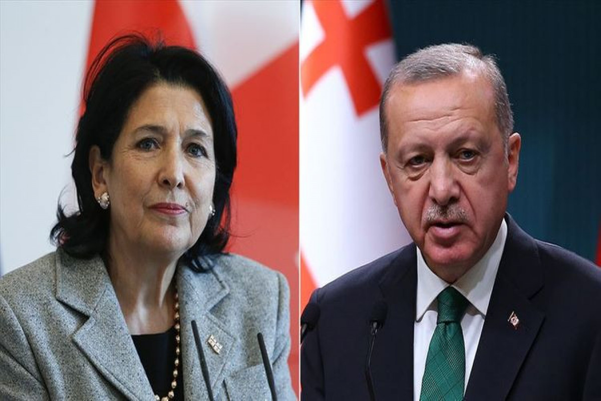 Gürcüstan Prezidenti Salome Zurabişvili və  Türkiyə Prezidenti Rəcəb Tayyib Ərdoğan