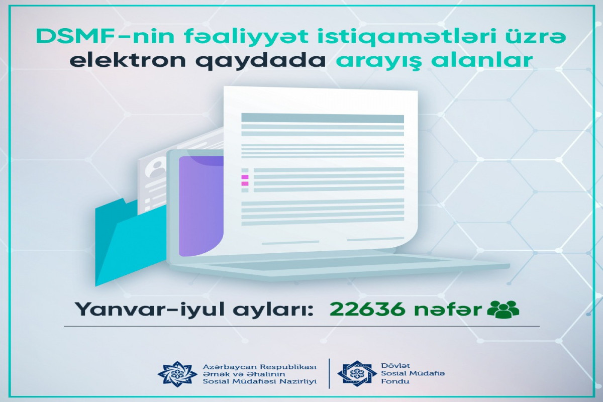 Altı ayda DSMF-nin fəaliyyət istiqamətləri üzrə elektron arayış alanların sayı açıqlanıb