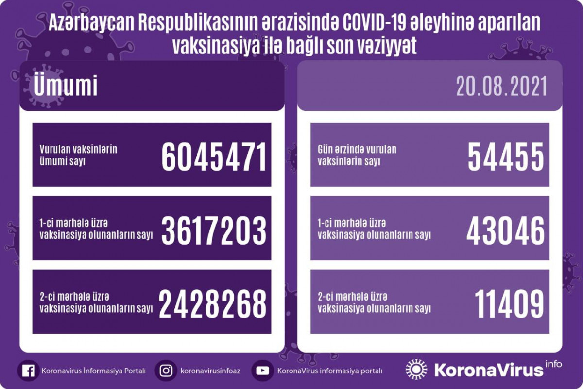 Общее количество введенных вакцин против COVID-19 в Азербайджане превысило 6 миллионов доз