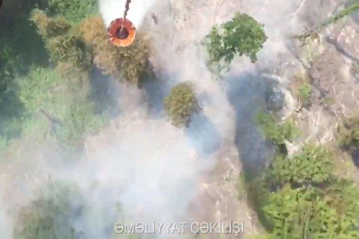 Борьба с пожаром в горной местности в Габале продолжается