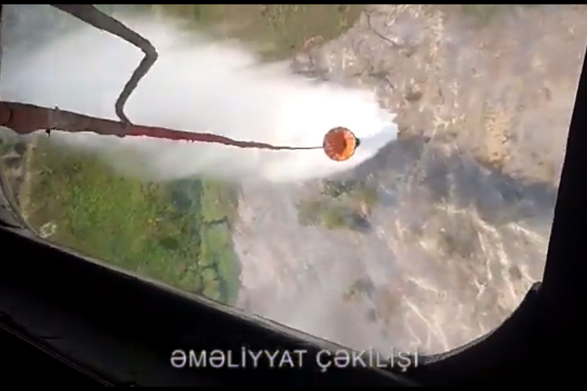 Azerbaijani MES: Measures on extinguishing fire in mountainous area in Gabala are being continued-VIDEO 