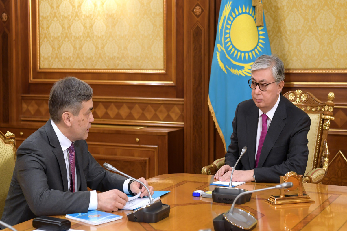Kazakhstan President Kassym-Jomart Tokayev and Defense Minister Nurlan Yermekbayev