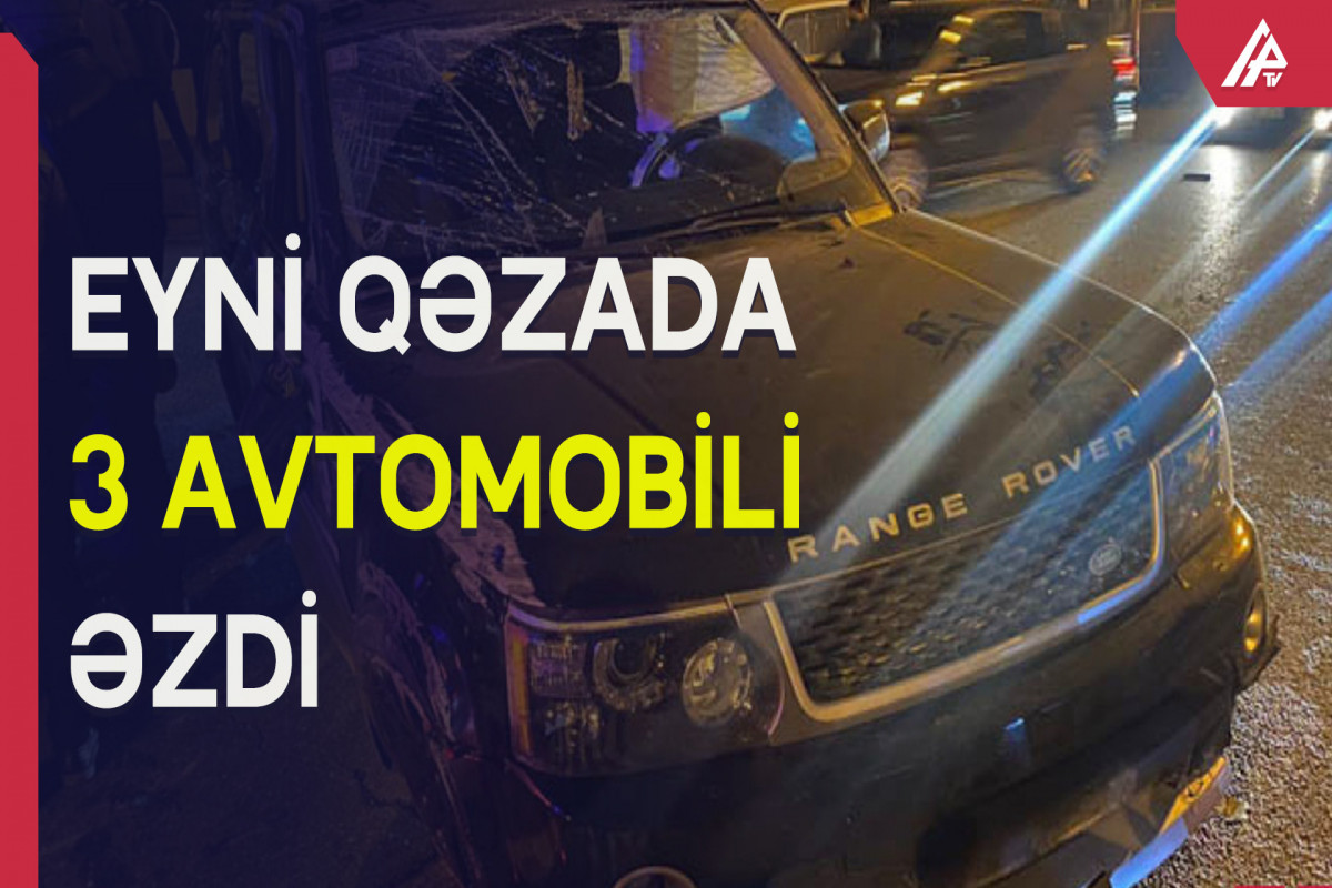 Bakıda “Range Rover” 3 avtomobilə çırpılaraq aşıb - FOTO  - VİDEO 