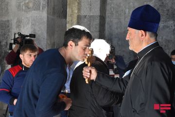 Azərbaycanın Alban-udi xristian icmasının üzvləri Laçında "Ağoğlan" monastırını ziyarət edib - FOTO - VİDEO