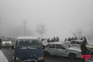 Qəbələdə 8 avtomobil toqquşub