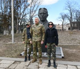 President Ilham Aliyev laid foundation stones for Fuzuli-Shusha highway and Fuzuli airport in Fuzuli district, visited the city of Shush - UPDATED-1
