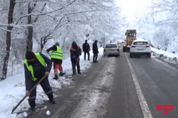 Qar Ağsu aşırımında və Muğanlı dolaylarında nəqliyyatın hərəkətini çətinləşdirib - FOTO