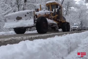 Qar Ağsu aşırımında və Muğanlı dolaylarında nəqliyyatın hərəkətini çətinləşdirib - FOTO