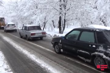 Qar Ağsu aşırımında və Muğanlı dolaylarında nəqliyyatın hərəkətini çətinləşdirib - FOTO
