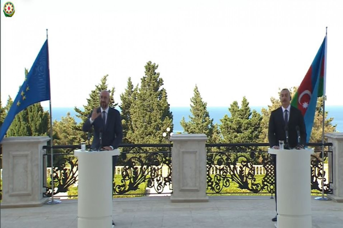 Prezident İlham Əliyev və Aİ Şurasının Prezidenti Şarl Mişel birgə mətbuat konfransı keçirib - VİDEO 