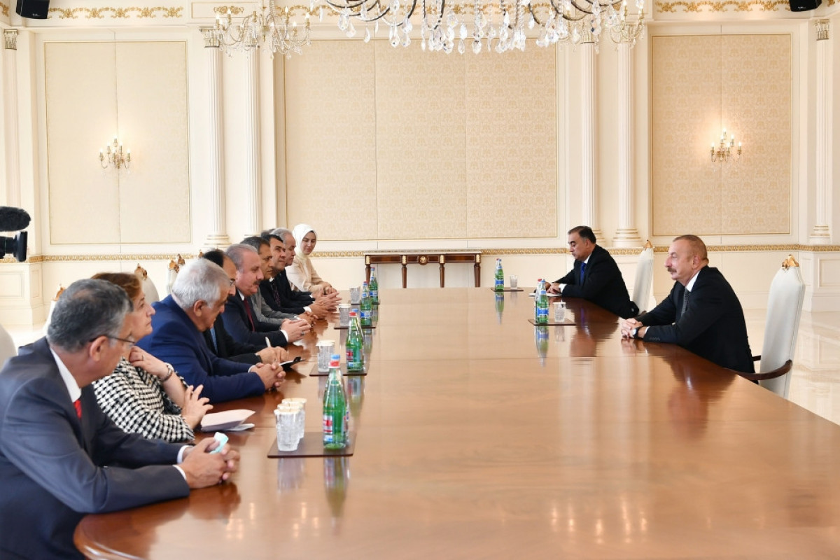 Azerbaijani President Ilham Aliyev received the delegation lead by chairman of Turkish Grand National Assembly Mustafa Shentop