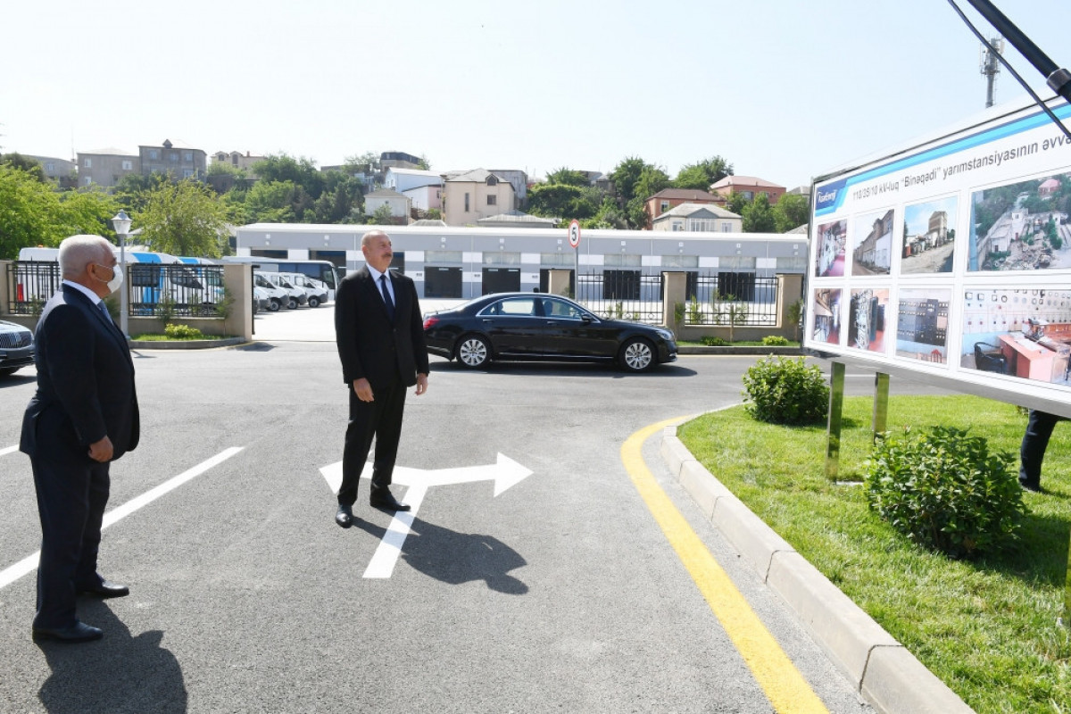 Президент Ильхам Алиев открыл реконструированную 110/35/6-киловольтную подстанцию «Бинагади»