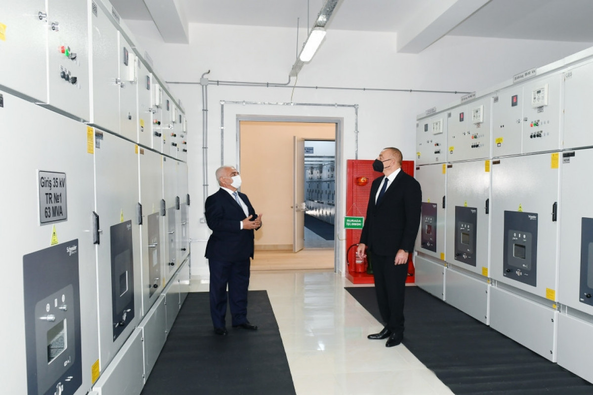 Президент Ильхам Алиев открыл реконструированную 110/35/6-киловольтную подстанцию «Бинагади»