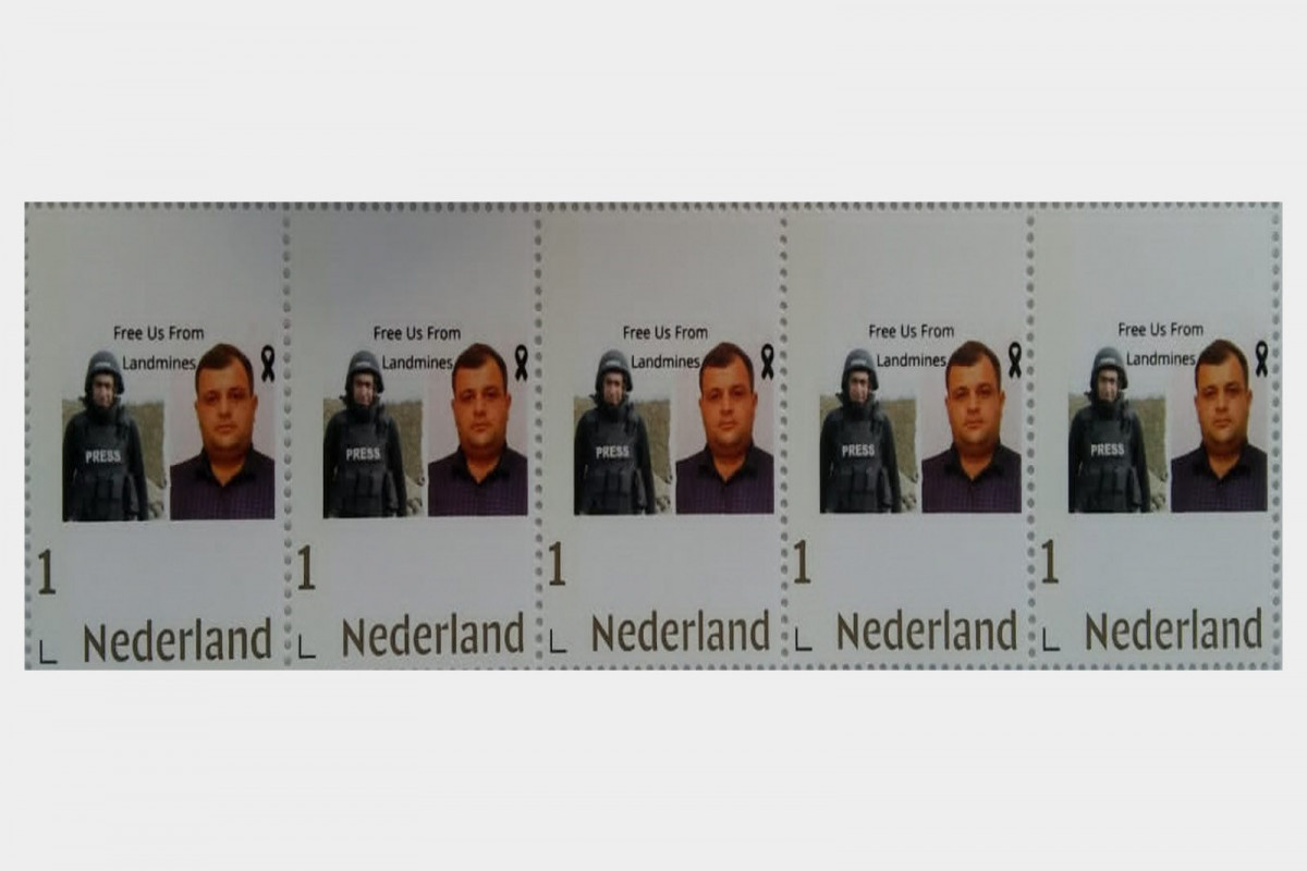 International postage stamp issued in the Netherlands in memory of journalists died in Kalbajar 