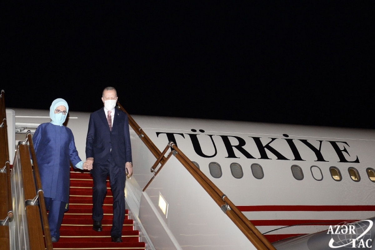 Turkish President Recep Tayyip Erdogan arrived in Azerbaijan for an official visit