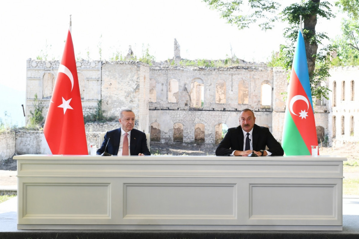 Press conference of the Azerbaijani and Turkish presidents in Shusha