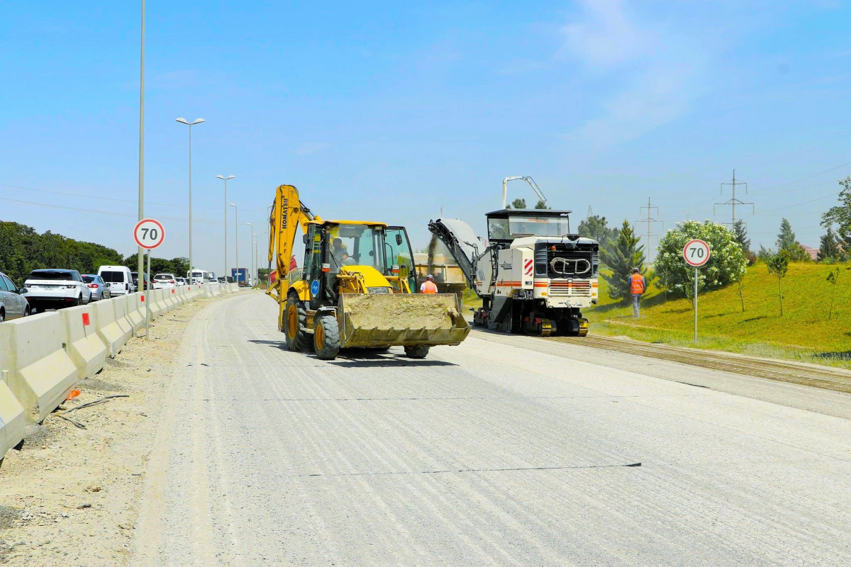 M1 magistralının 16-30-cu km-lik hissəsində təmir-bərpa işləri davam edir - FOTO 