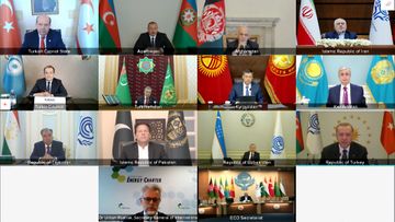 Prezident İlham Əliyev İqtisadi Əməkdaşlıq Təşkilatının onlayn Zirvə toplantısında çıxış edib - YENİLƏNİB-1