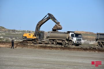 Füzuli aeroportunun binasının bünövrəsinin qazılmasına başlanıb - FOTO