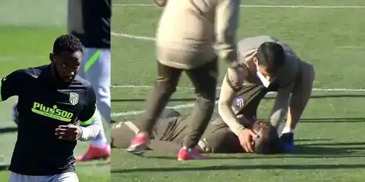 Moussa Dembele collapses during Atletico Madrid training sparking panic among players and medical staff 