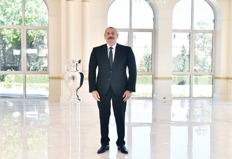 President Ilham Aliyev presented EURO 2020 Trophy