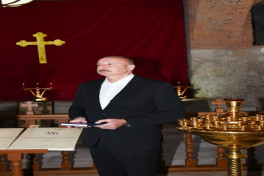 Prezident İlham Əliyev Qəbələnin Nic qəsəbəsindəki Müqəddəs Məryəm Ana Alban kilsəsində