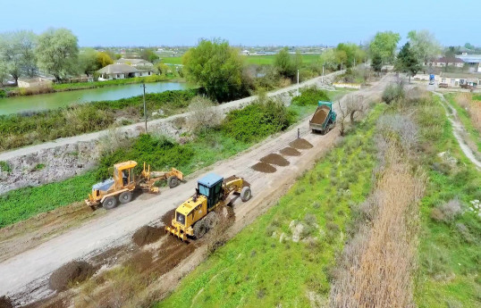 Salyanda beş kəndin yolu yenidən qurulur - FOTO 