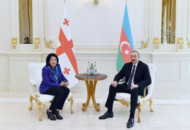 Salome Zurabişvili və Prezident İlham Əliyev