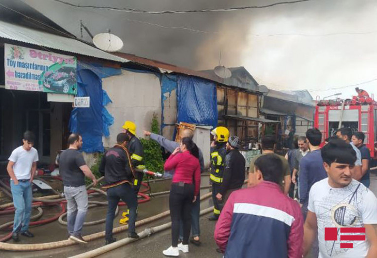 Fire in a shop in the market area in Guloglular village