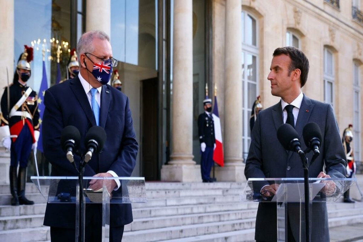 премьер-министр Австралии Скотт Моррисон и президент Франции Эммануэль Макрон